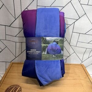 Weatherproof Vintage HOODED OUTDOOR BLANKET | Blue Purple 54x72" RARE FIND!
